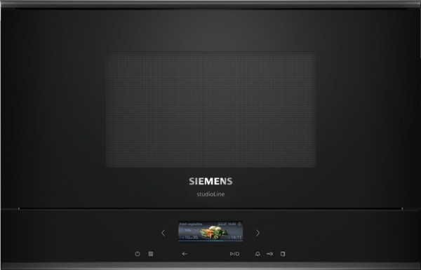 Siemens studioLine BF922L1B1 iQ700, Einbau-Mikrowelle, Schwarz, Edelstahl